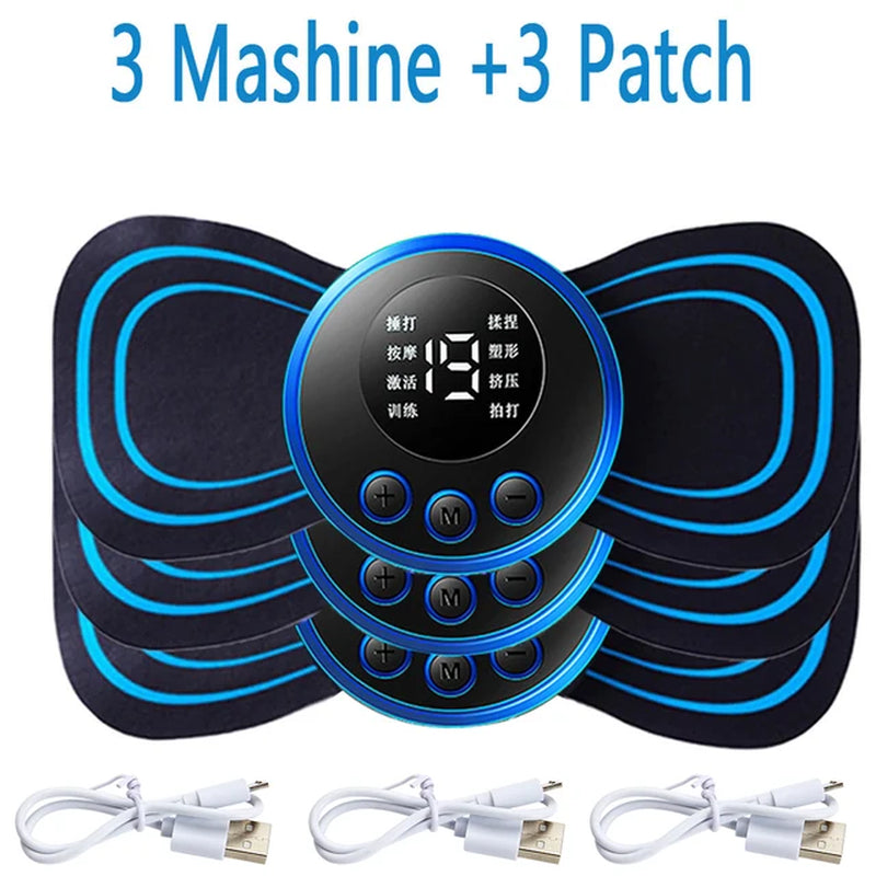 4PCS LCD Display EMS Neck Massage Electric Massager Cervical Neck Back Patch 8 Mode Pulse Muscle Stimulator Portable Relief Pain
